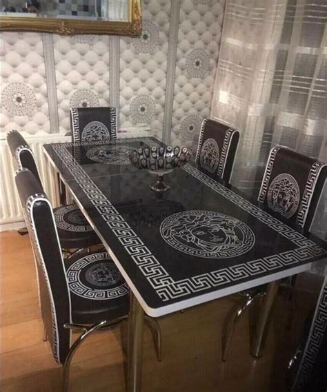 versace collection glass plates|Versace dining table and chairs.